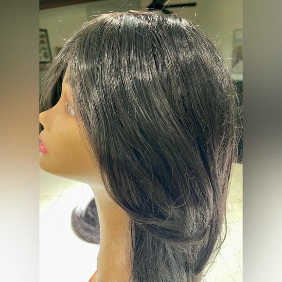 HAIR, 40” long, straight, bangs/layered at front.  Jet black - Picture 4 of 12